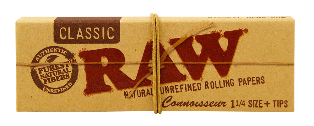 Natural Connoisseur 1 1/4 Raw Rolling Papers with Rolling Tips